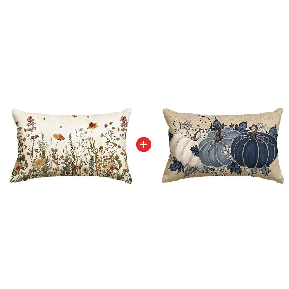 4086 Fall Flowers Throw Pillow Covers, 12 x 20 Inch Seasonal Thanksgiving